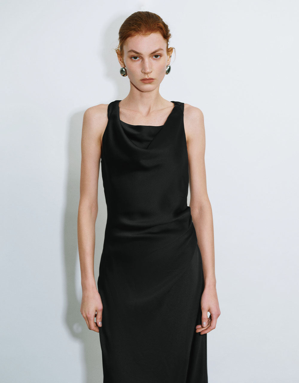 Sleeveless Cowl Neck A-Line Dress