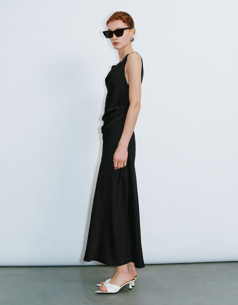 Sleeveless Cowl Neck A-Line Dress