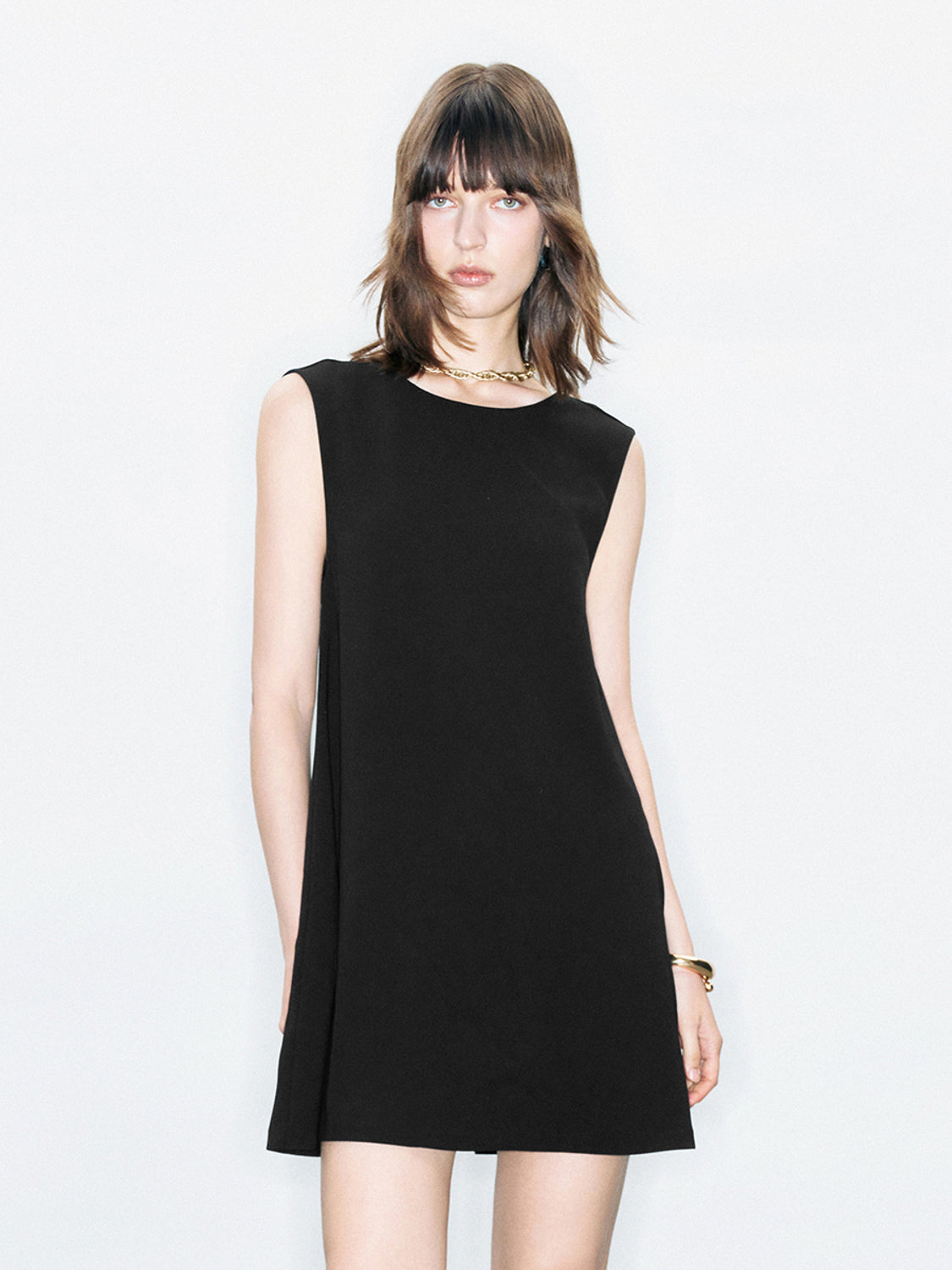 Sleeveless Crew Neck A-Line Dress