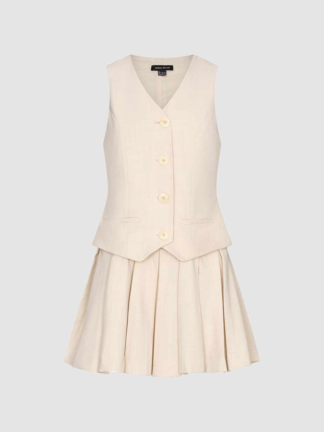 Waistcoat Pleated A-Line Mini Dresses