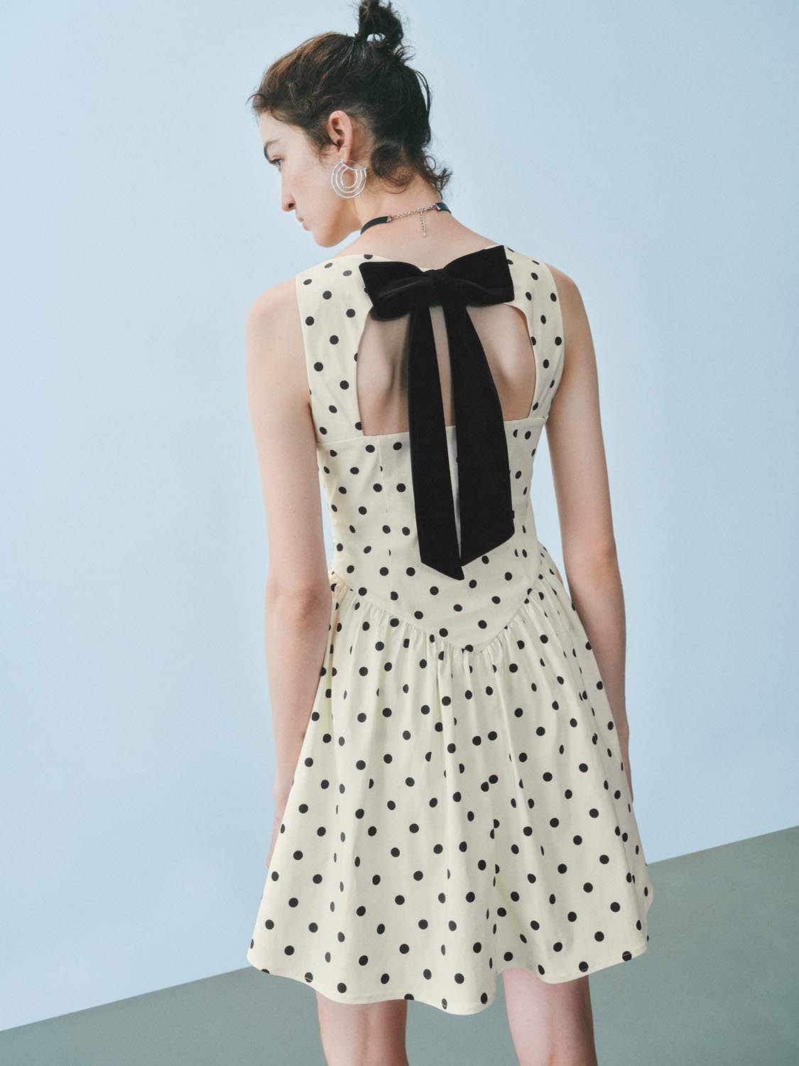 Dotted Bandeau A-Line Dresses