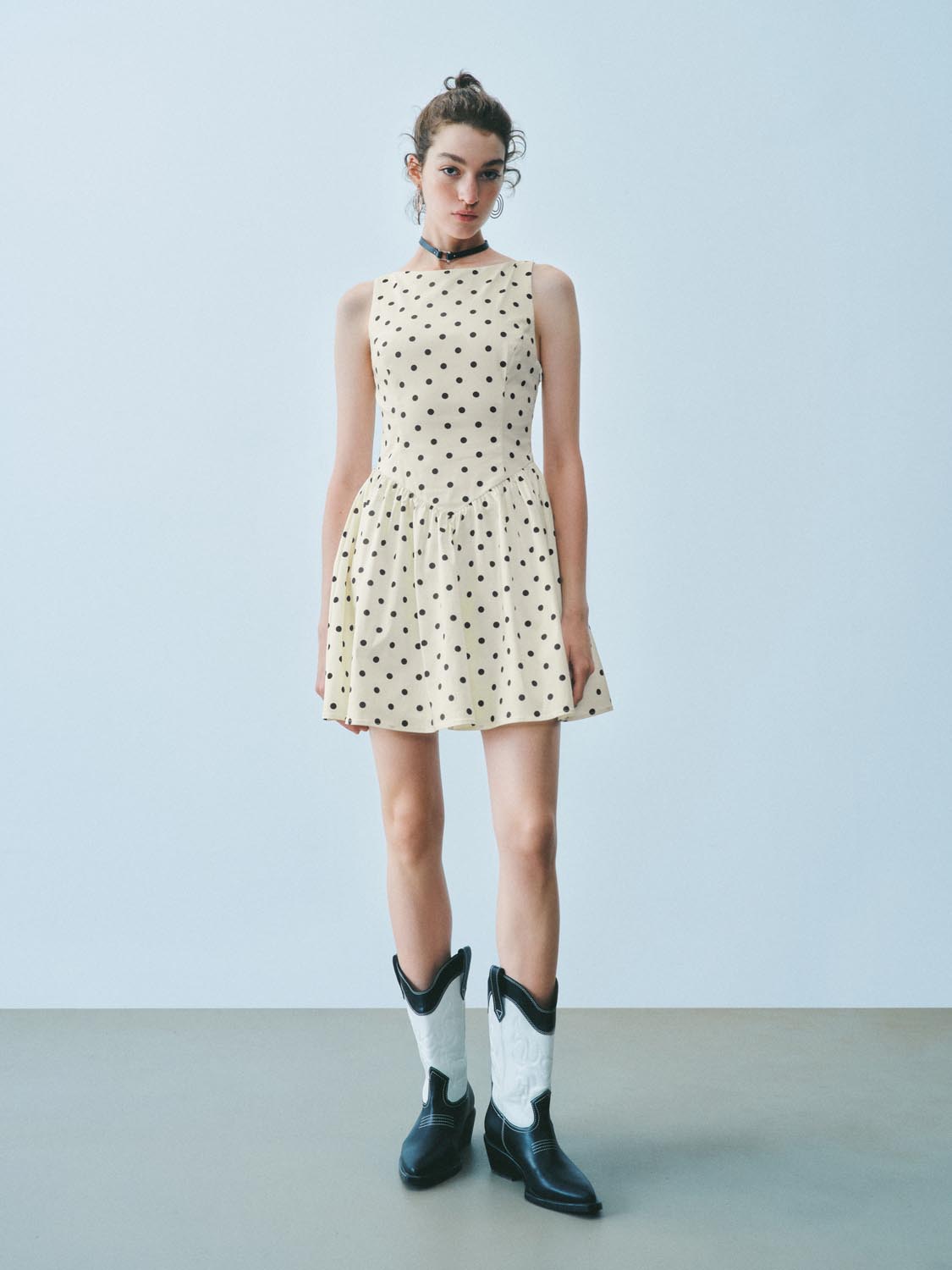 Dotted Bandeau A-Line Dresses