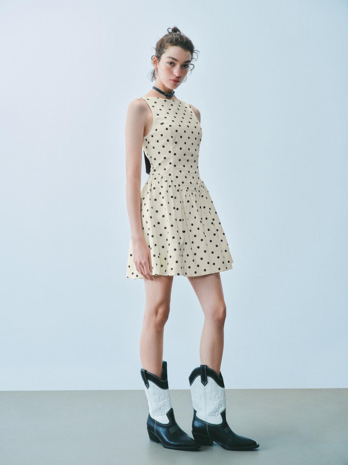 Dotted Bandeau A-Line Dresses