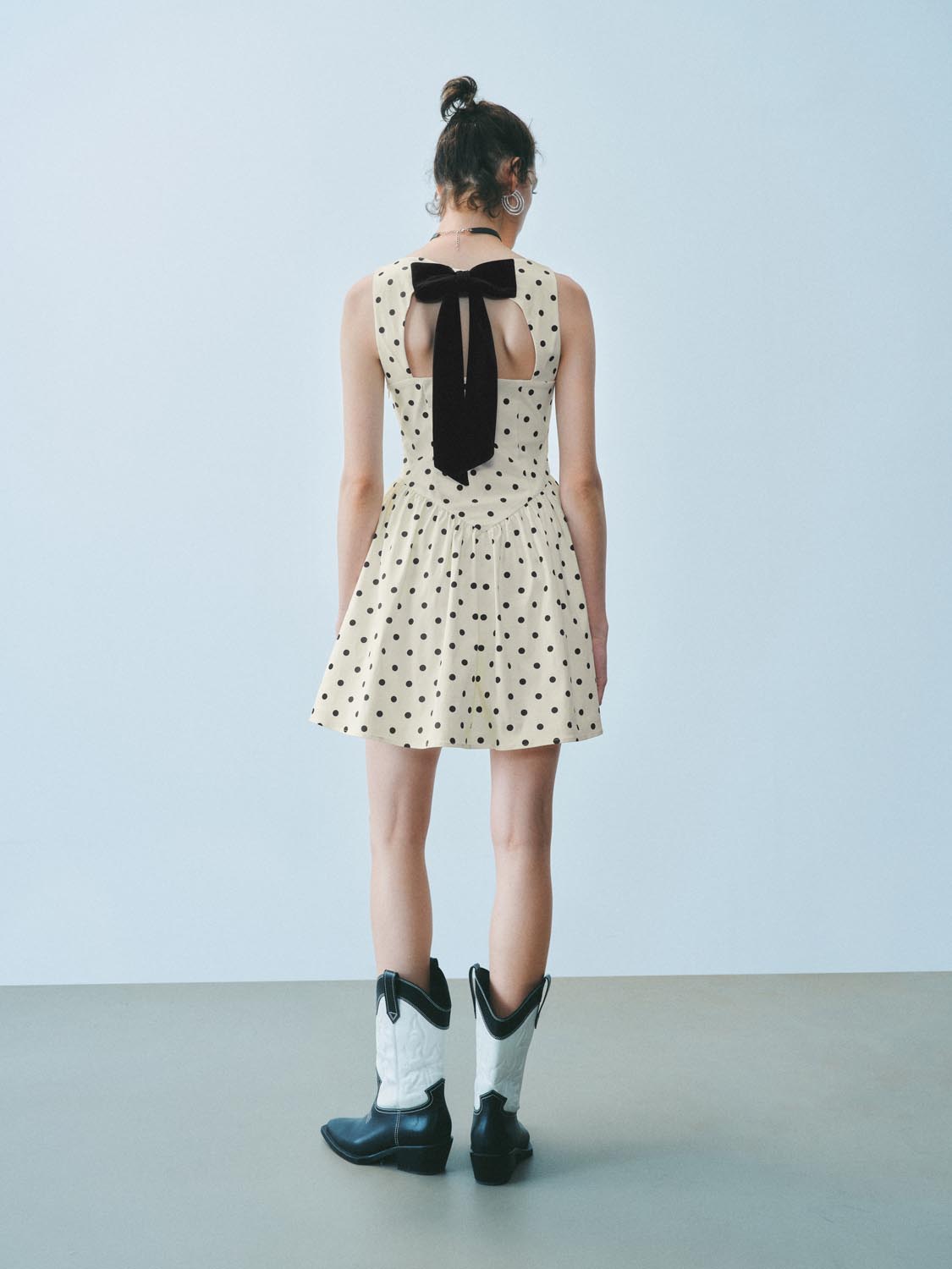 Dotted Bandeau A-Line Dresses