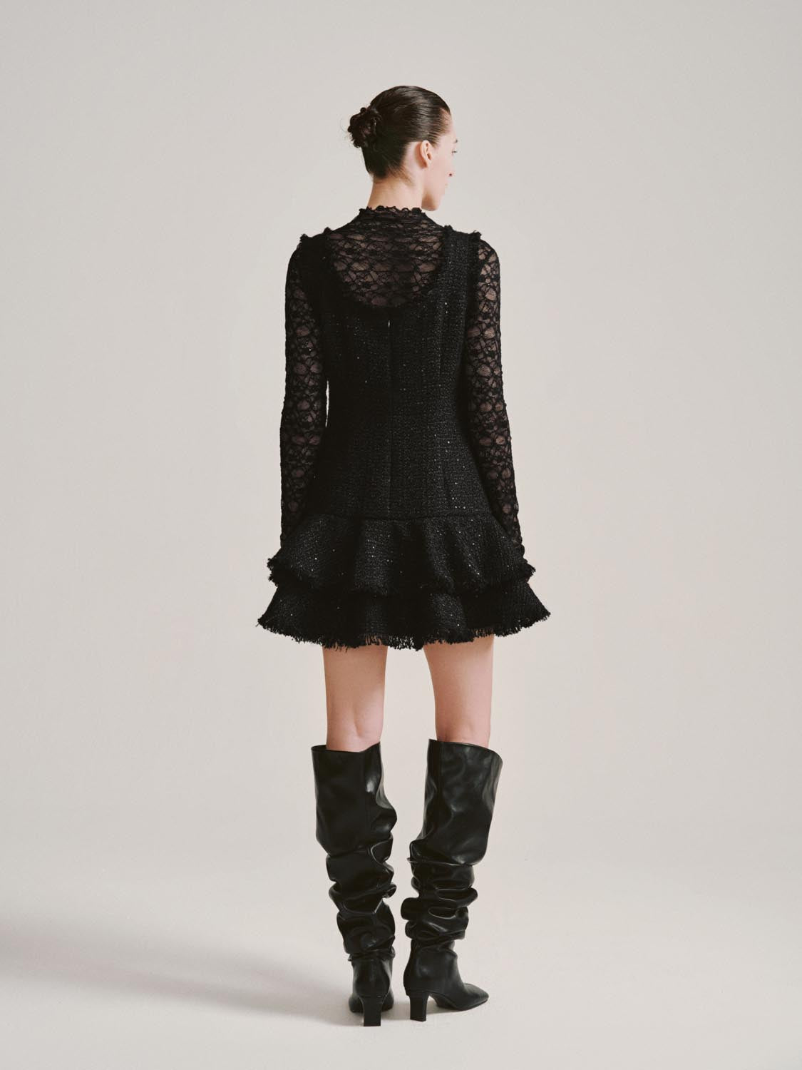 Sleeveless Studded Ruffle A-Line Mini Dresses