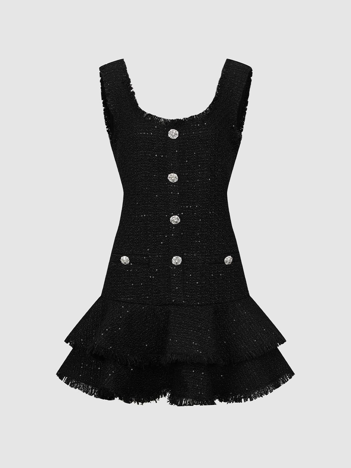 Sleeveless Studded Ruffle A-Line Mini Dresses