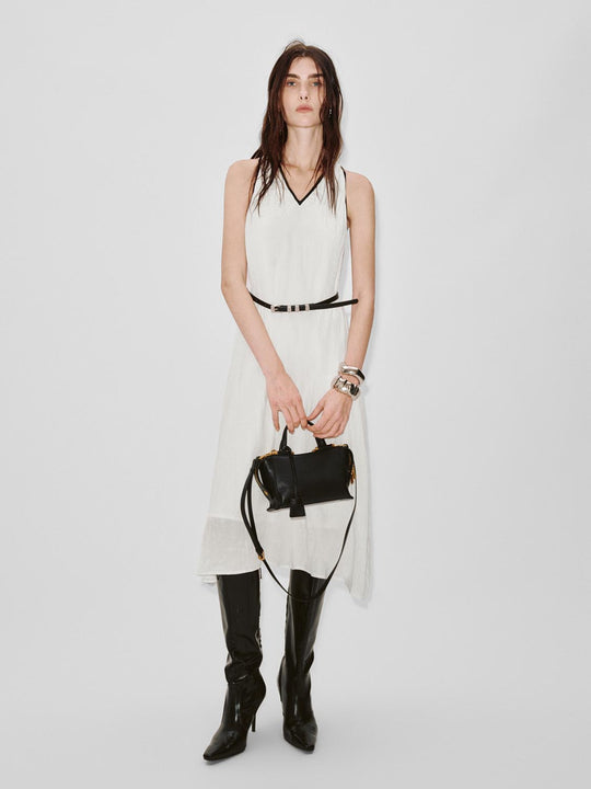 Contrast Trim Strappy A-Line Midi Dresses