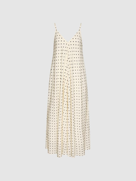 Polka Dot Strappy A-Line Midi Dresses