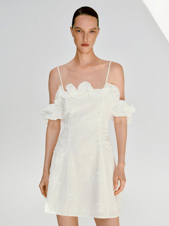 Strappy Ruffle Trim A-Line Midi Dresses