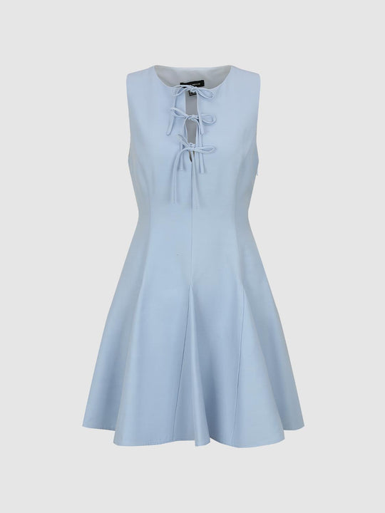 Tie Detail Sleeveless A-Line Mini Dresses