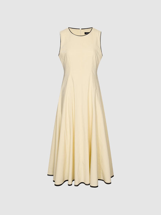 Sleeveless Contrast Sleeve A-Line Maxi Dresses