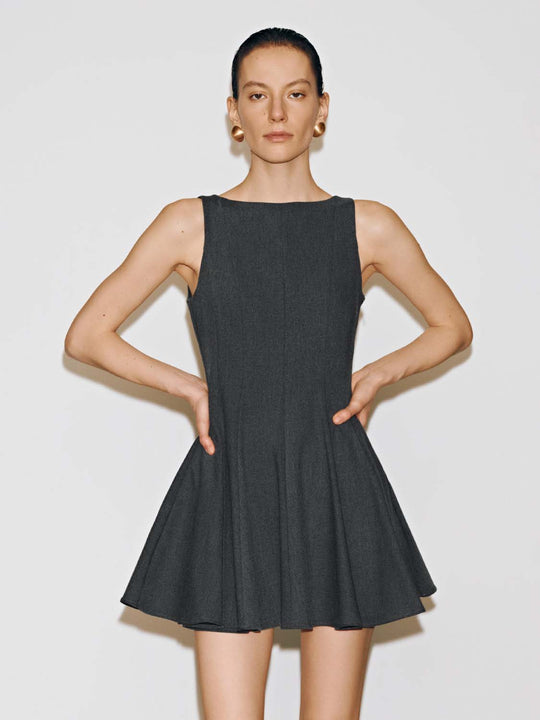 Crew Neck Sleeveless A-Line Midi Dresses