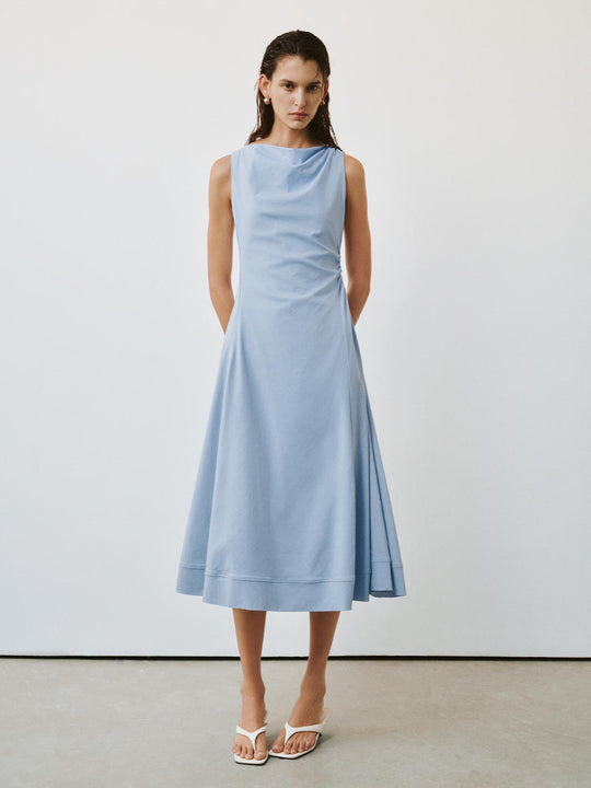 Cowl Neck Sleeveless A-Line Midi Dresses