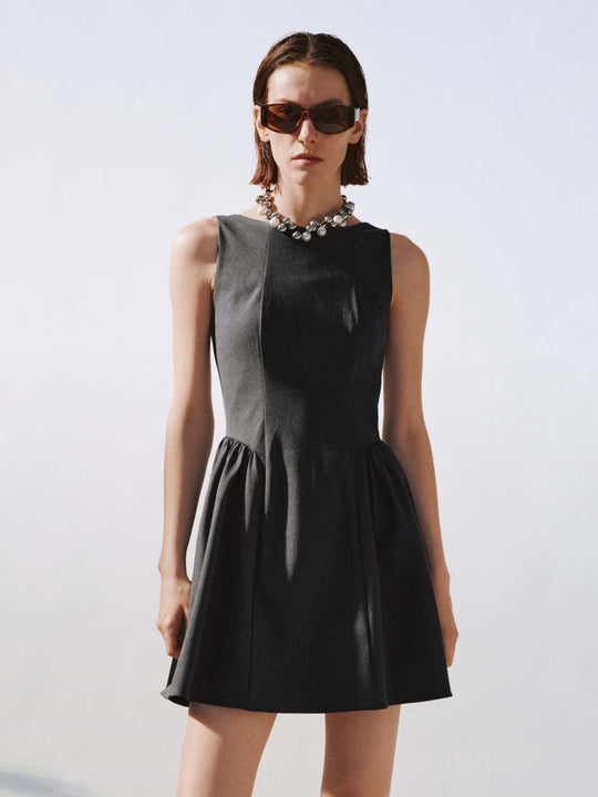 Crew Neck Sleeveless A-Line Midi Dresses