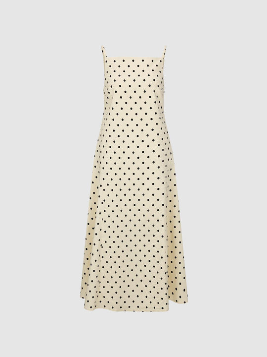 Viscose Polka Dot Spaghetti Strap Maxi Dress