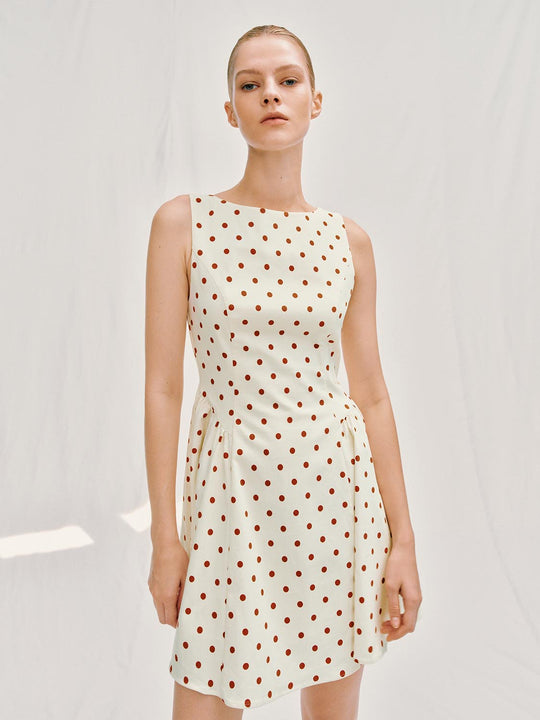 Polka Dot A-line Sleeveless Dress