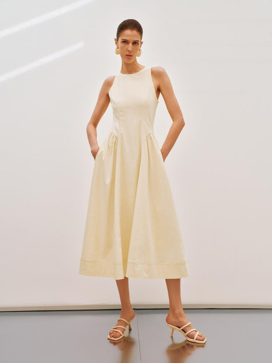 A-line Dress With Pockets Sleeveless Midi