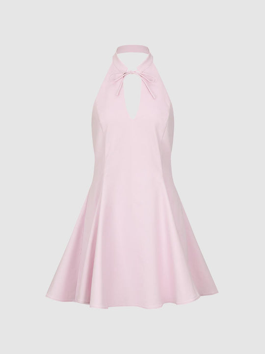 A-line Halter Neck Cotton With Subtle Stretch Dress