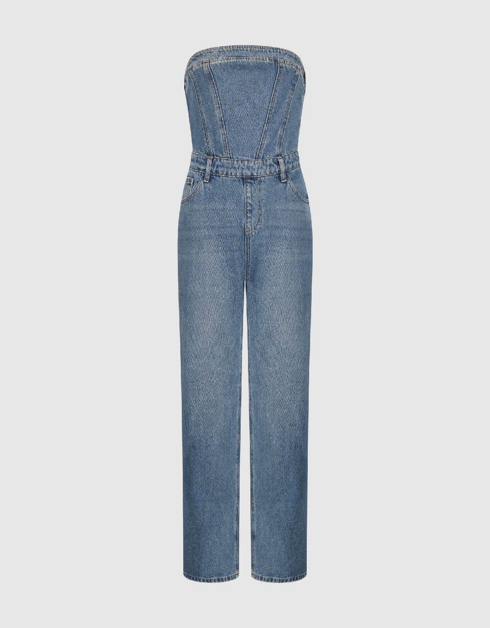Off-Shoulder Denim Jumpsuit