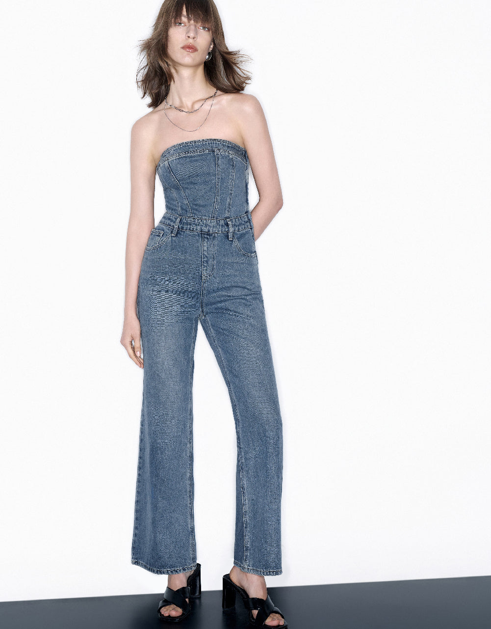 Off-Shoulder Denim Jumpsuit