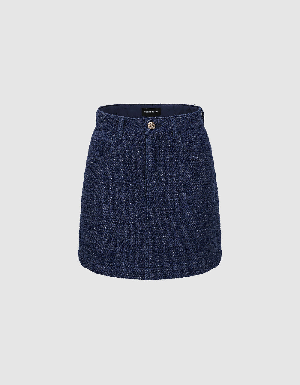 Tweed Mini A-Line Denim Skirt