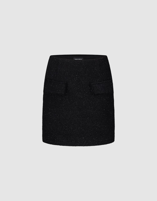 Tweed Mini A-Line Denim Skirt