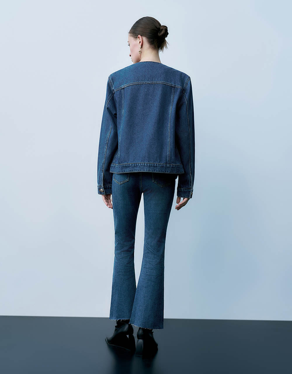 Crew Neck Denim Jacket