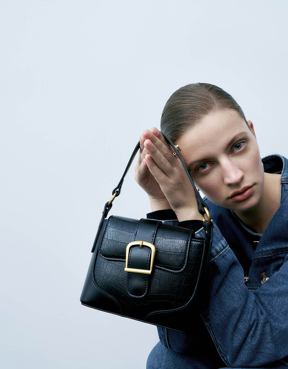 Crew Neck Denim Jacket