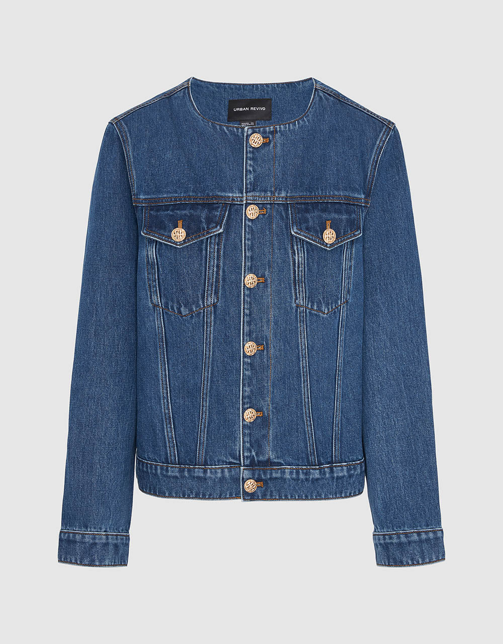 Crew Neck Denim Jacket