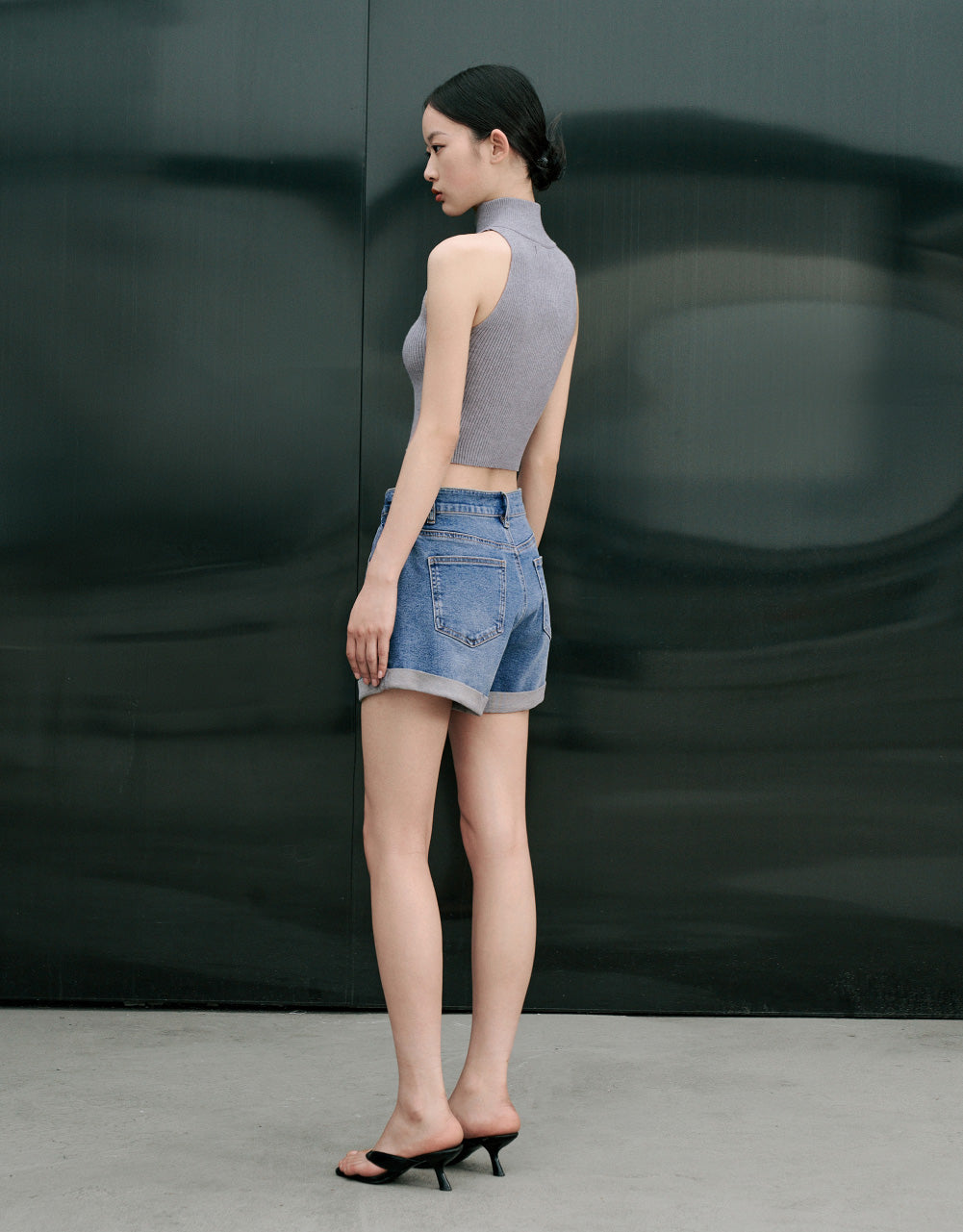 Roll Up Hem Denim Shorts