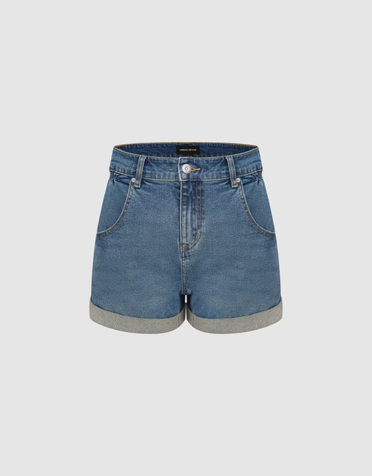 Roll Up Hem Denim Shorts