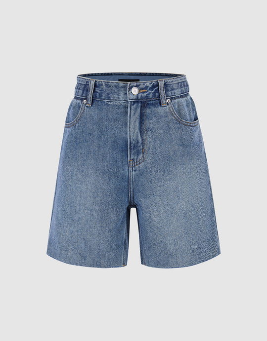 Raw Hem Denim Shorts