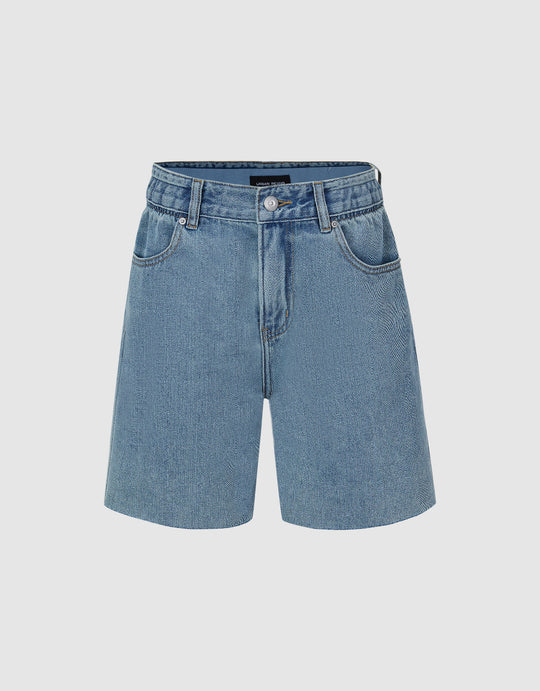 Raw Hem Denim Shorts