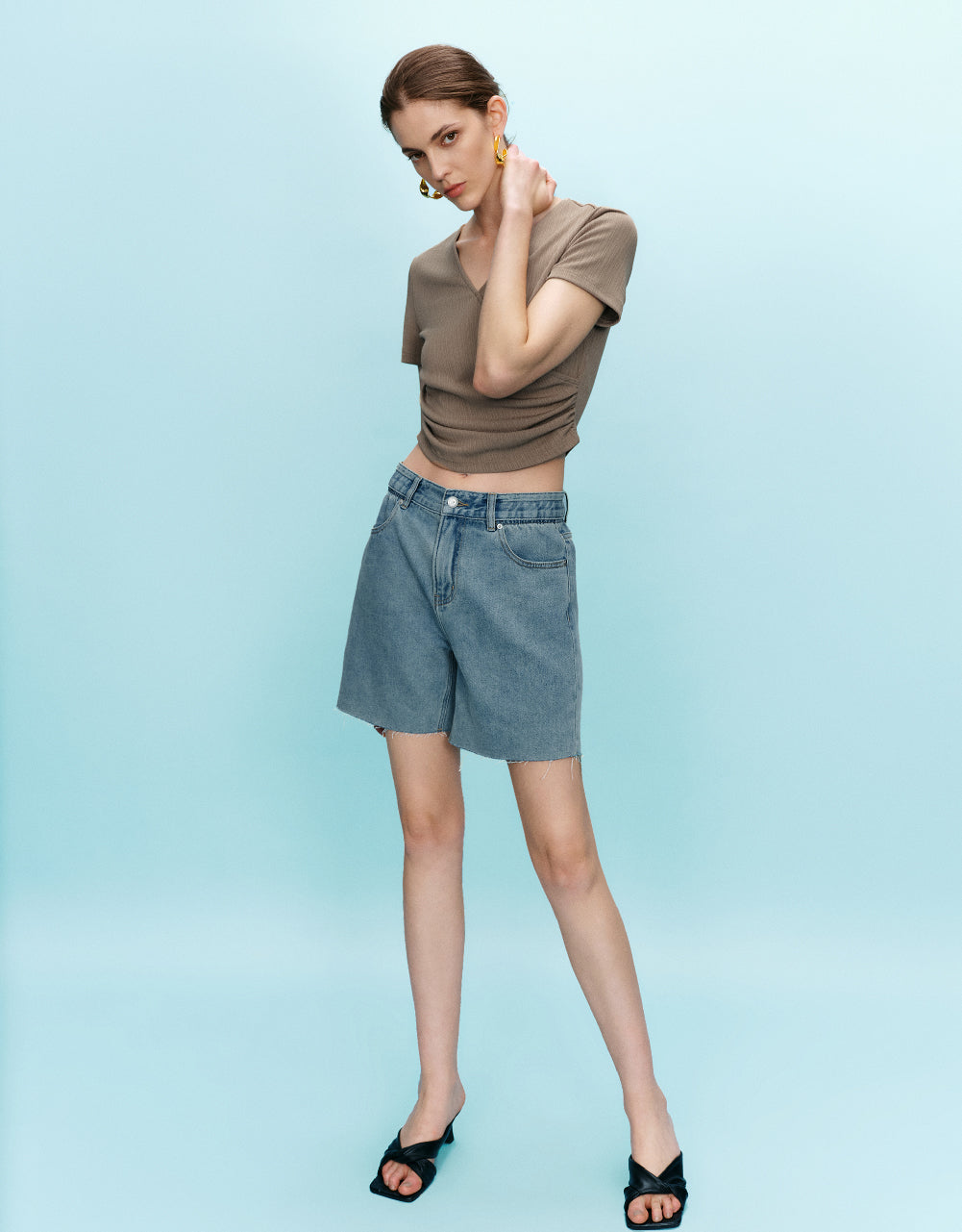 Raw Hem Denim Shorts