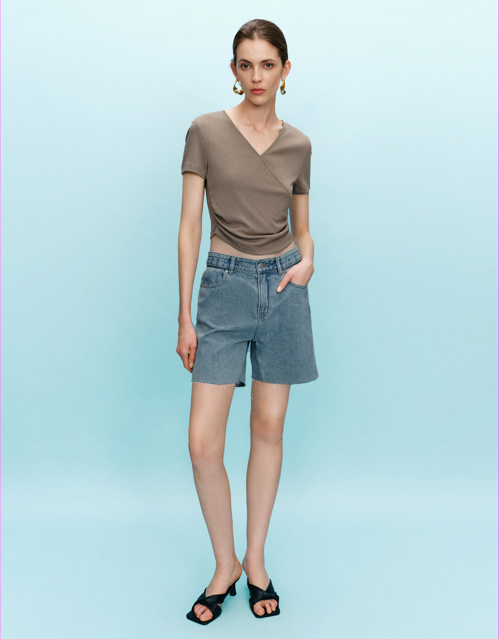 Raw Hem Denim Shorts