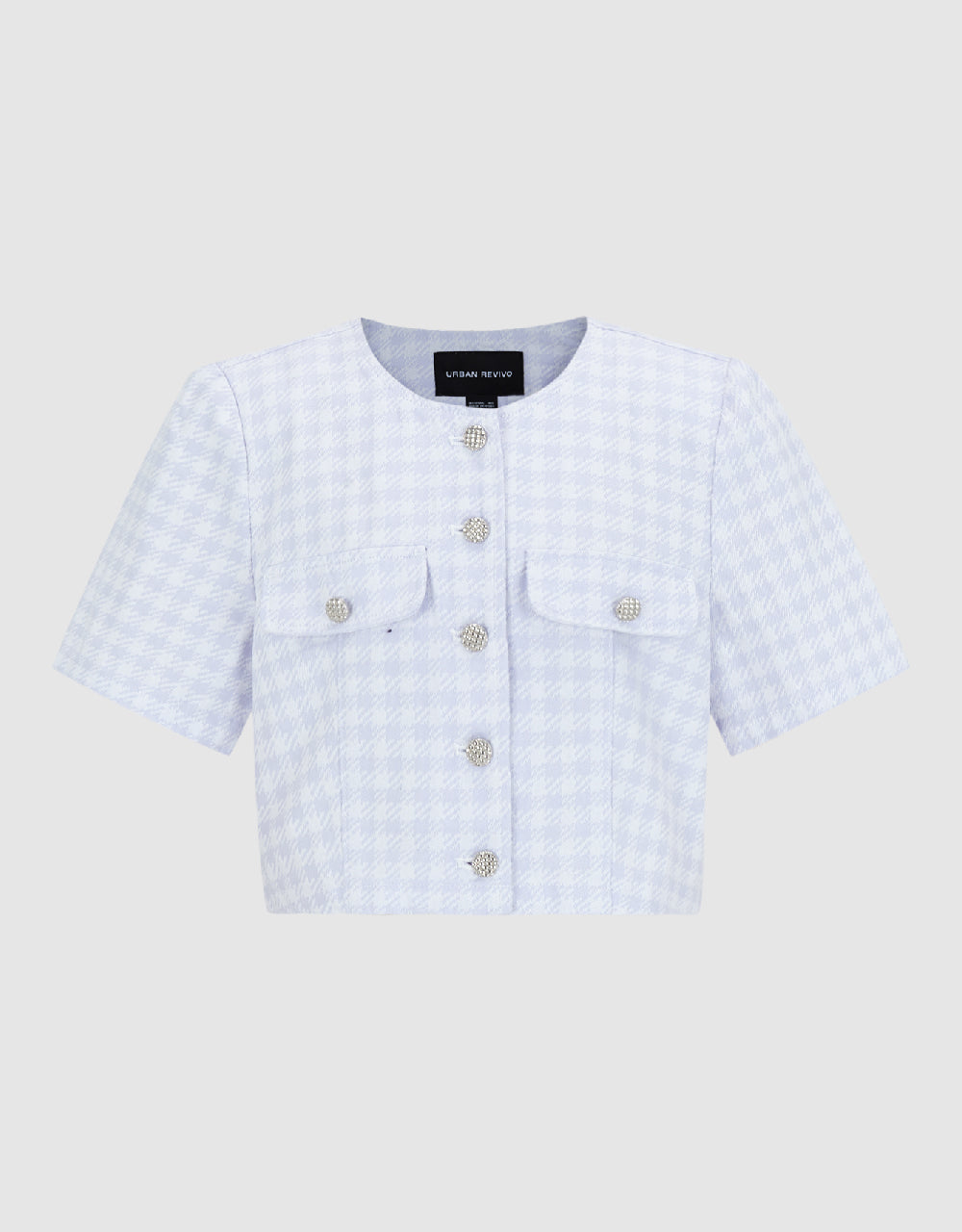 Short Sleeve Tweed Denim Jacket