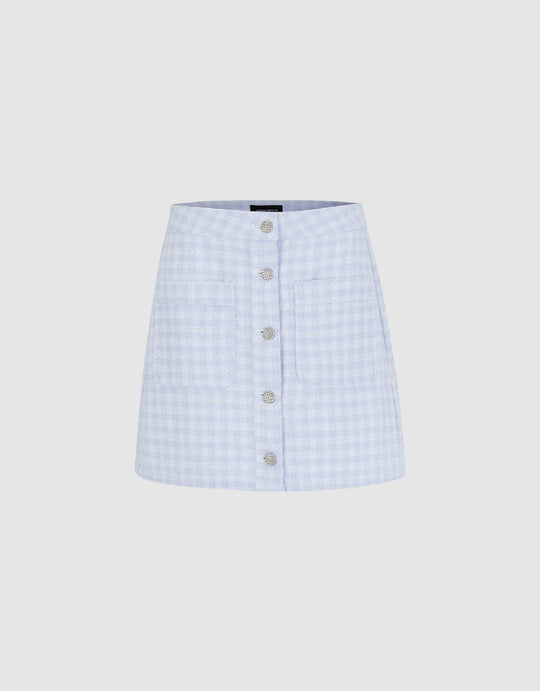 Tweed Mini Denim Skirt