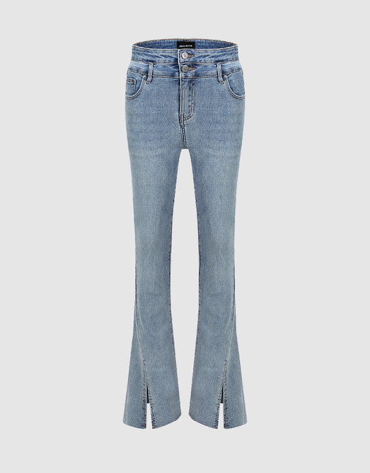 Split Hem Flare Jeans