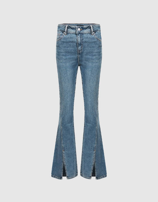 Split Hem Flare Jeans