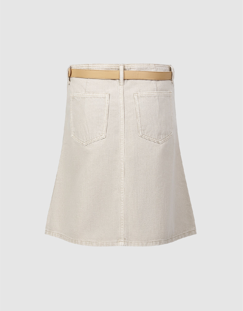 Midi Denim Skirt With Belt