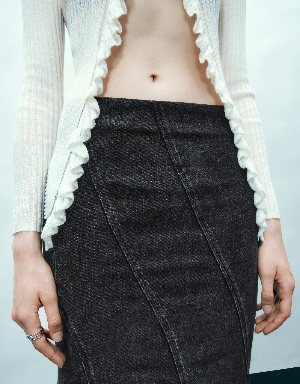 Fishtail Denim Skirt