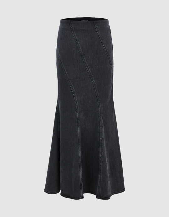 Fishtail Denim Skirt