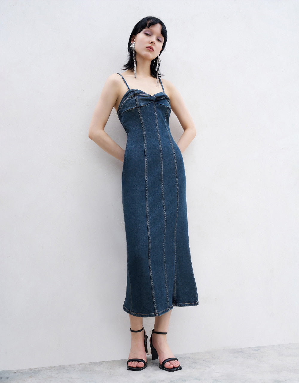 Off-Shoulder Denim Cami Dress