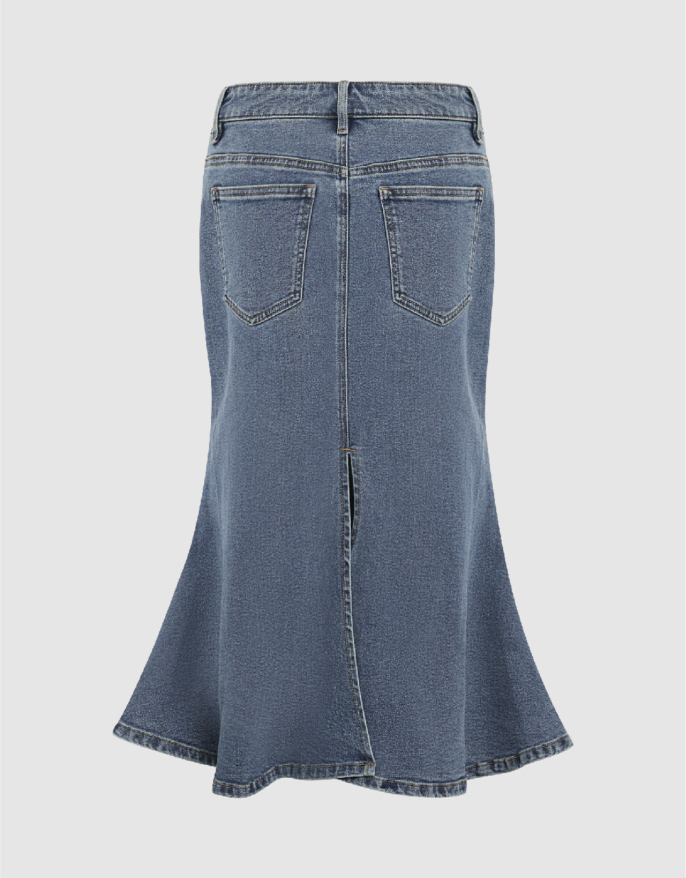 Midi Fishtail Denim Skirt