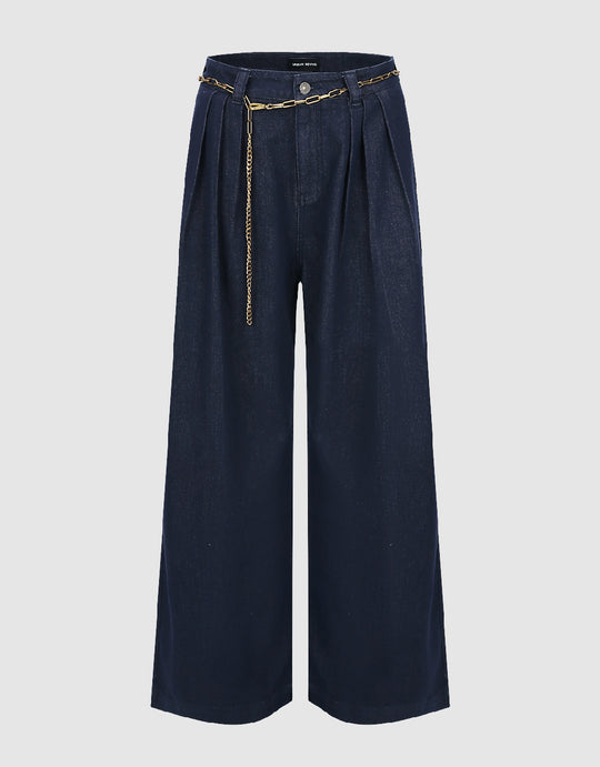 Wide-Leg Jeans With Chain