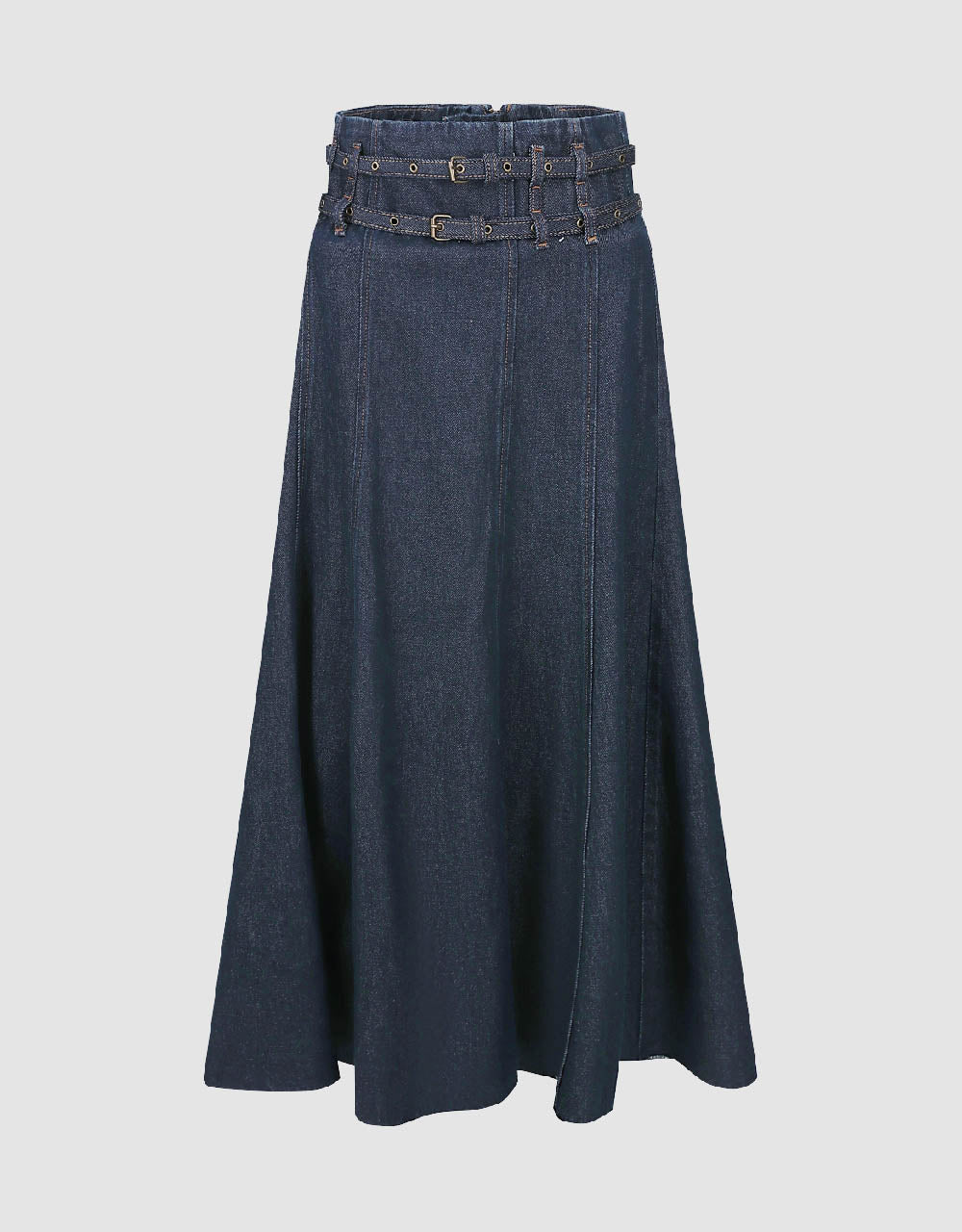 Midi A-Line Denim Skirt