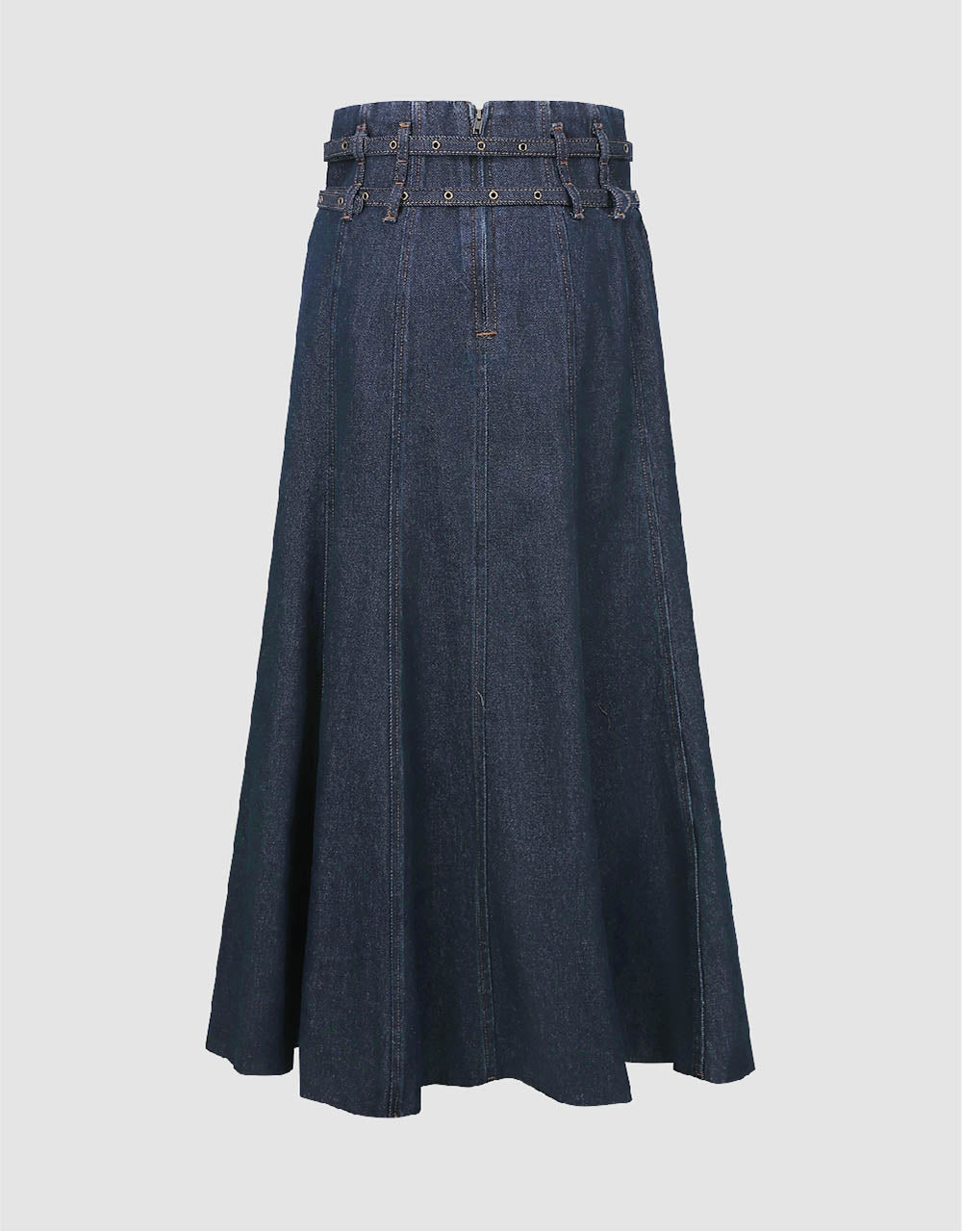 Midi A-Line Denim Skirt