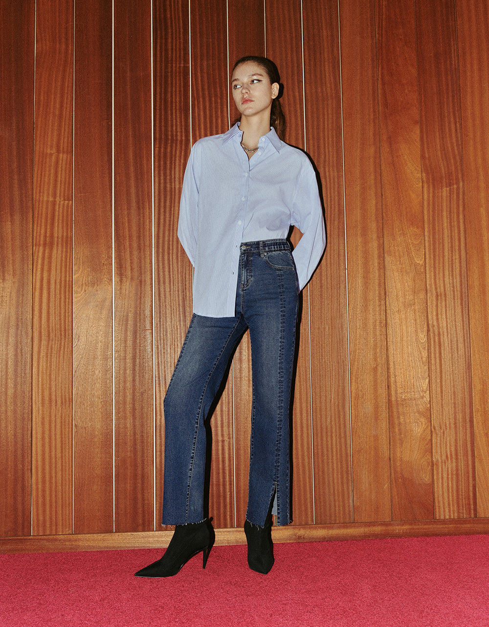 Split Hem Straight Jeans
