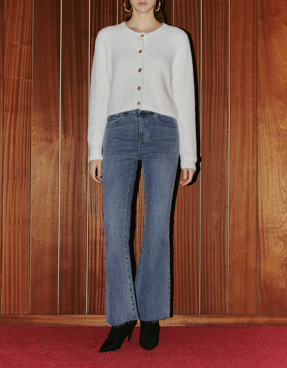 Raw Hem Flare Jeans