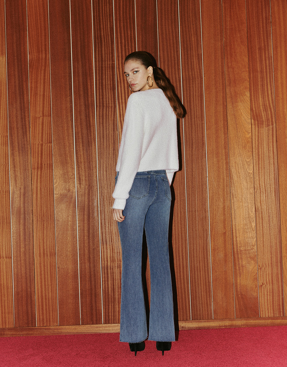 Raw Hem Flare Jeans